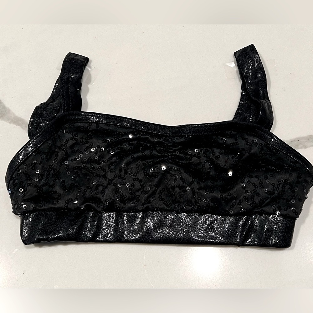 Balera girls 6/6x black sequin dance bra top